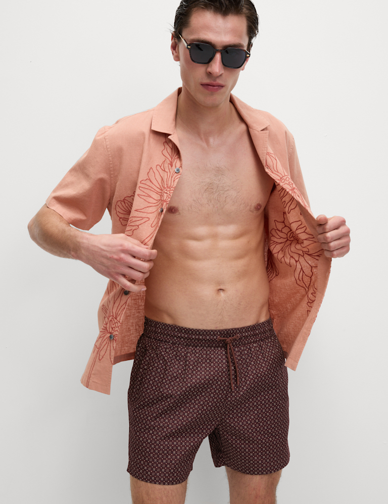 Quick Dry Geometric Print Swim Shorts