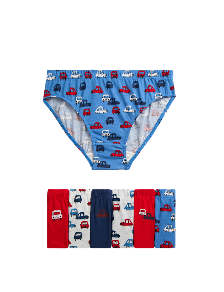 7pk Pure Cotton Car Print Briefs (2-8 Yrs)