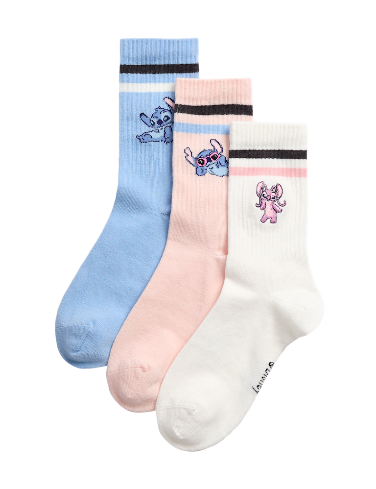 3pk Cotton Rich Lilo & Stitch™ Socks (6 Small – 7 Large)