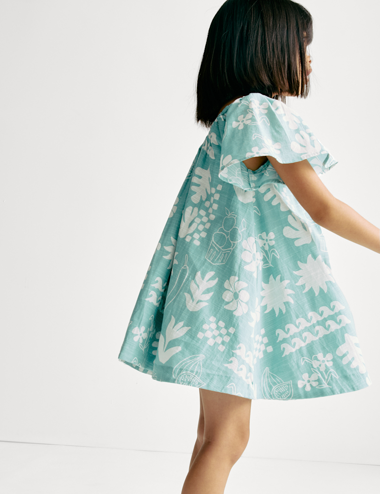 Pure Cotton Surf Print Dress (2-8 Yrs)