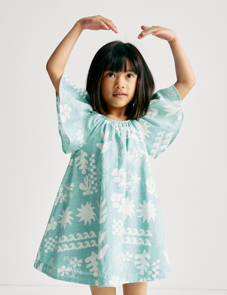 Pure Cotton Surf Print Dress (2-8 Yrs)