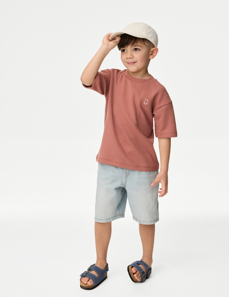 Pure Cotton Textured T-Shirt (1-7 Yrs)