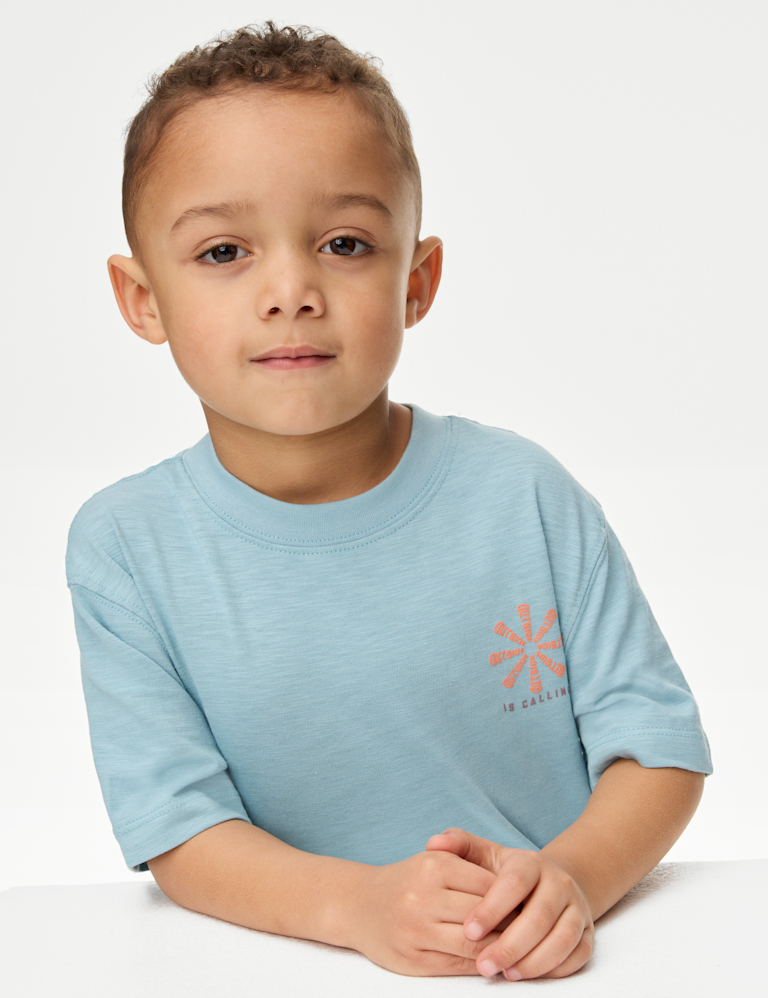 Pure Cotton Graphic Slogan T-Shirt (2-8 Yrs)