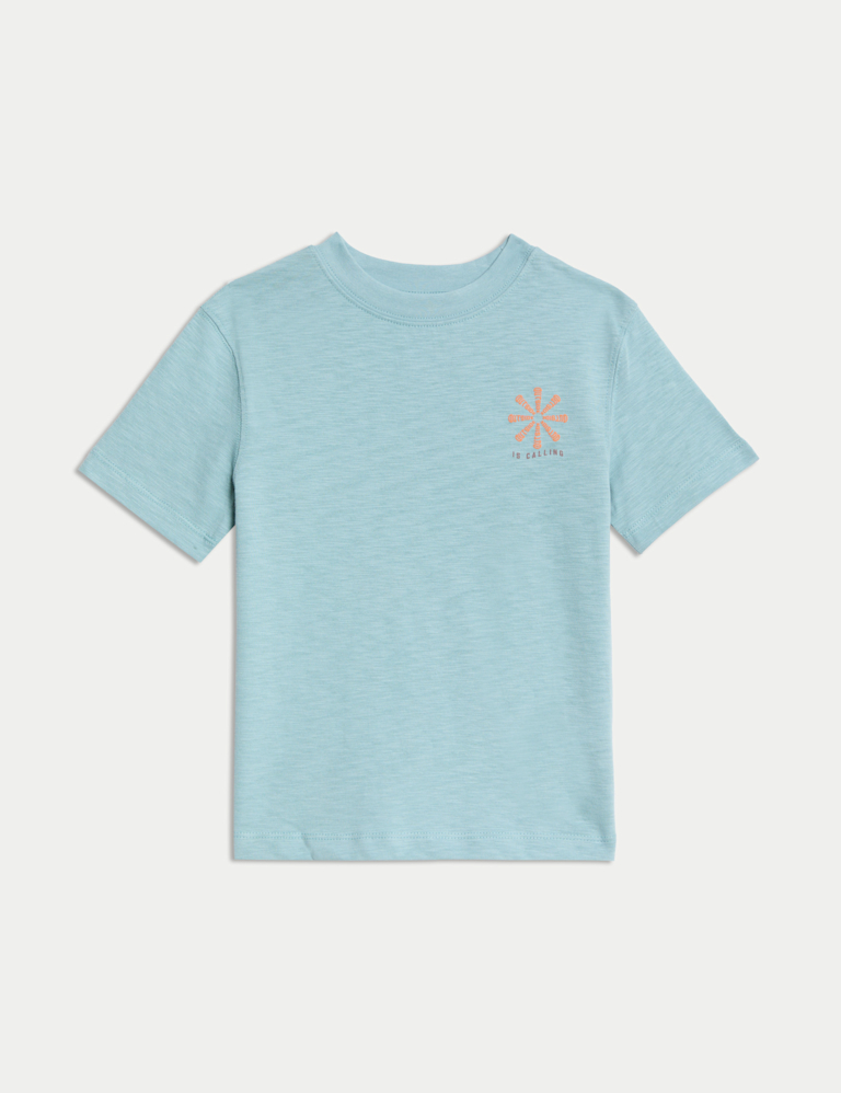 Pure Cotton Graphic Slogan T-Shirt (2-8 Yrs)