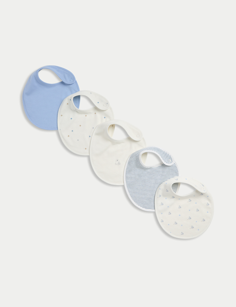 5pk Pure Cotton Dog Print Bibs