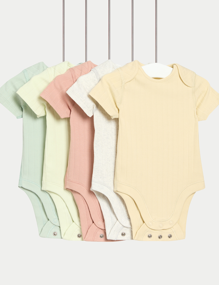 5pk Cotton Rich Plain Ribbed Bodysuits (6½lbs-3 Yrs) 5pk Cotton Rich Plain Ribbed Bodysuits (6½lbs-3 Yrs)