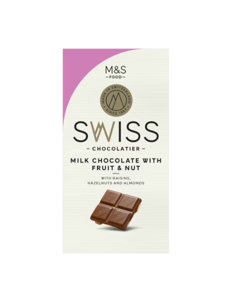 Swiss Extra Fine Milk Chocolate with Fruit & Nut
