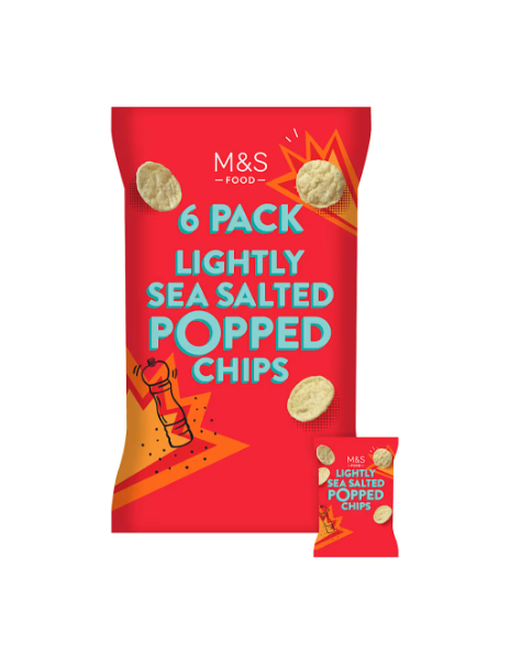 6 Bags Popped Potato Chips Lightly Salted