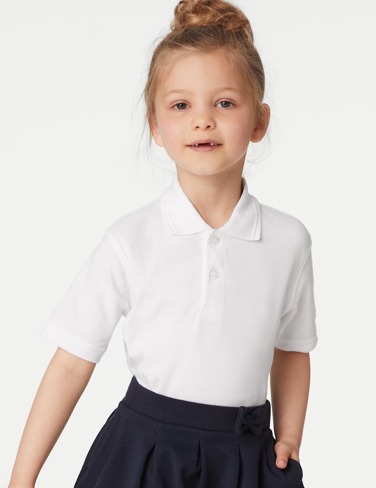 5pk Unisex Pure Cotton School Polo Shirts (2-18 Yrs)