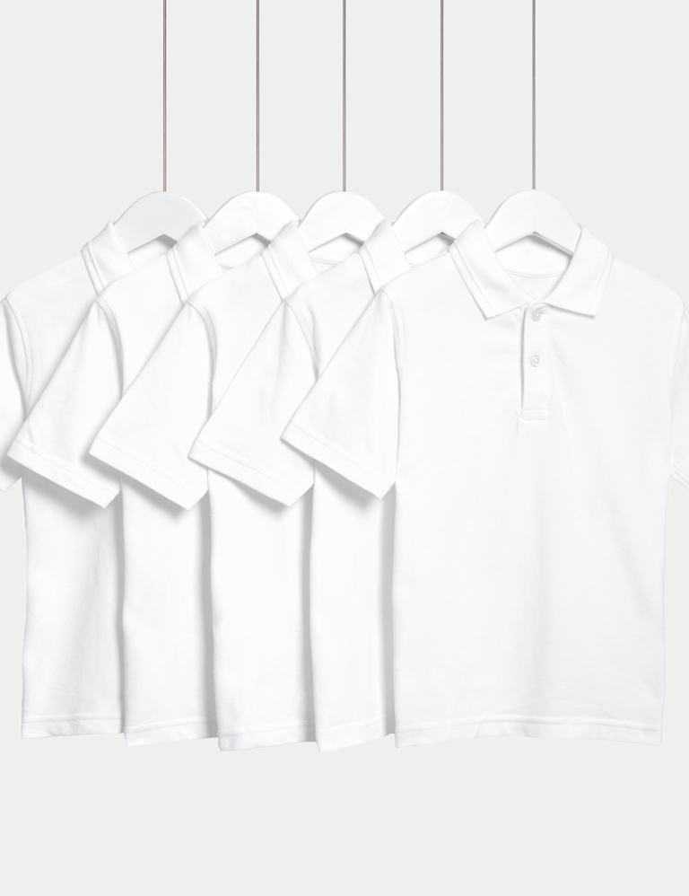 5pk Unisex Pure Cotton School Polo Shirts (2-18 Yrs)