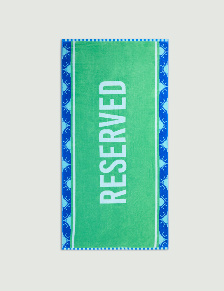 Pure Cotton Reserved Slogan Beach Towel