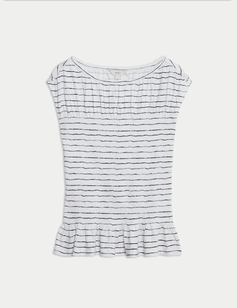 Pure Cotton Printed Shirred Top