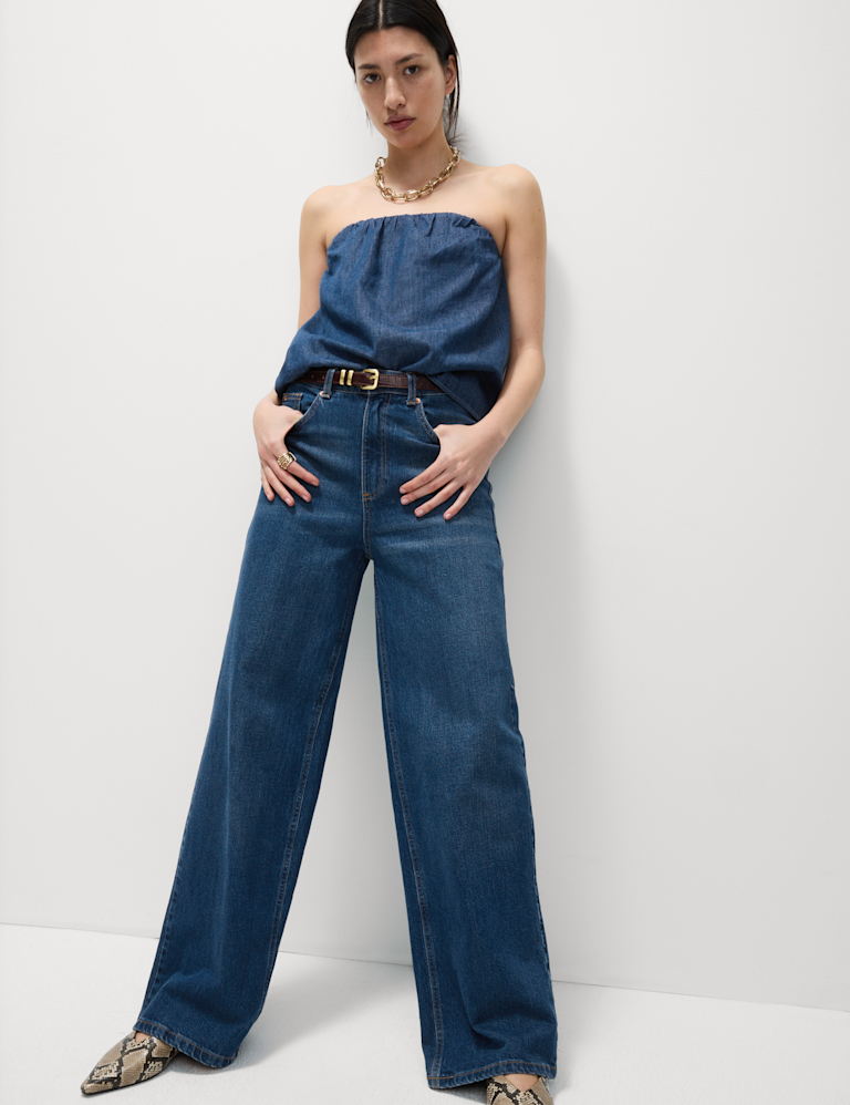 Pure Cotton Denim Bandeau Top