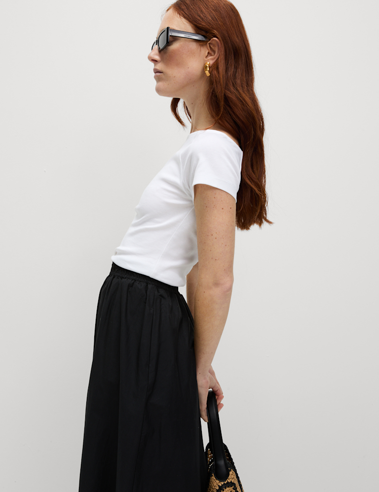 Pure Cotton Slim Fit Off The Shoulder Top