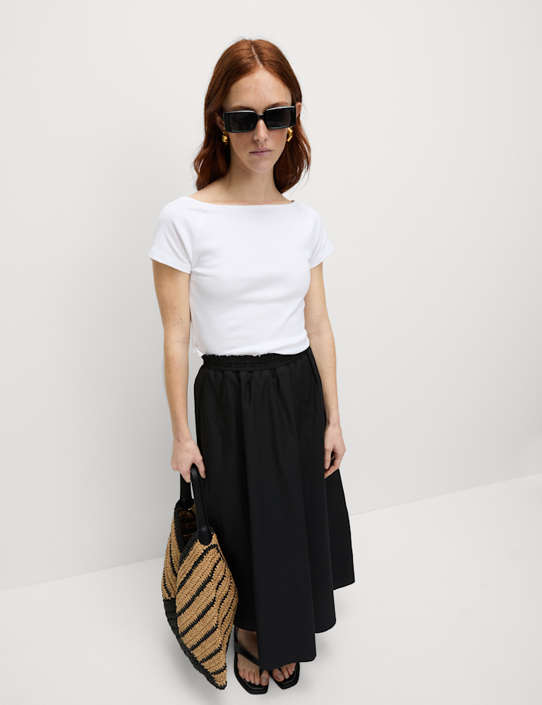 Pure Cotton Slim Fit Off The Shoulder Top