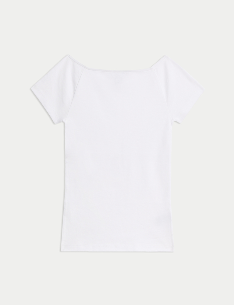 Pure Cotton Slim Fit Off The Shoulder Top