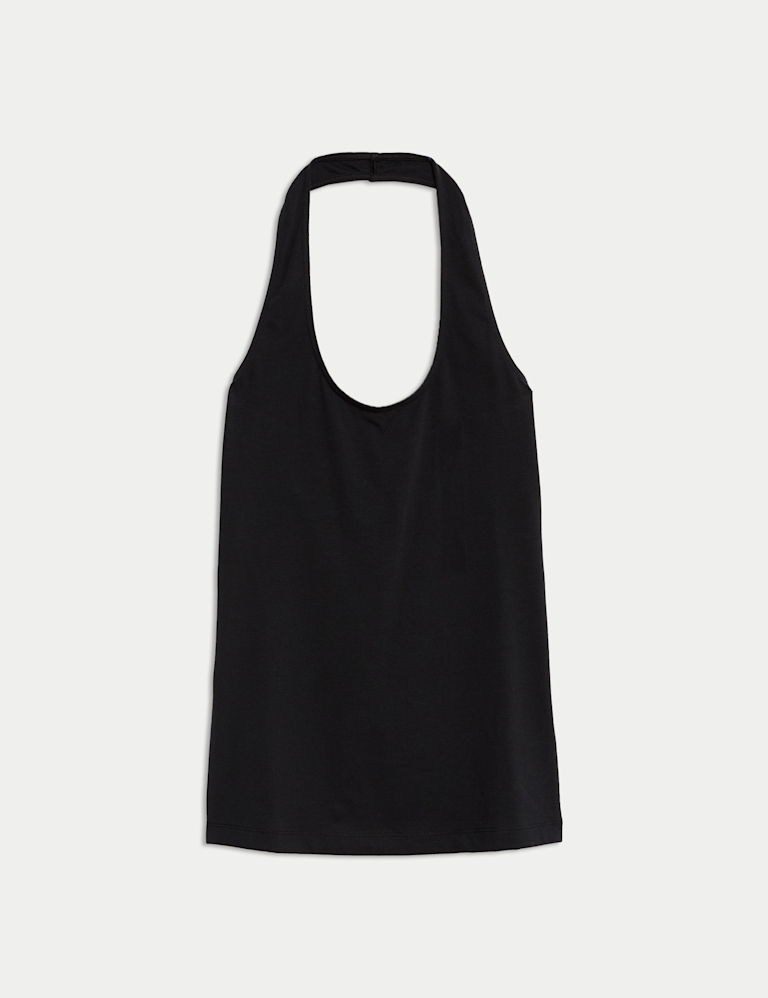 Cotton Rich Halter Neck Vest Top