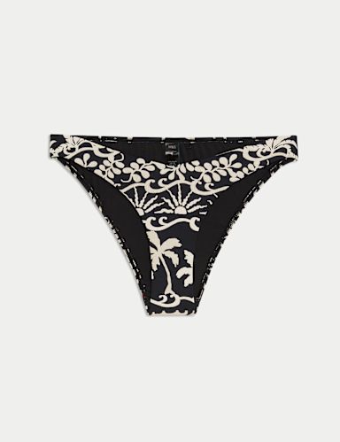 Printed High Leg Bikini Bottoms