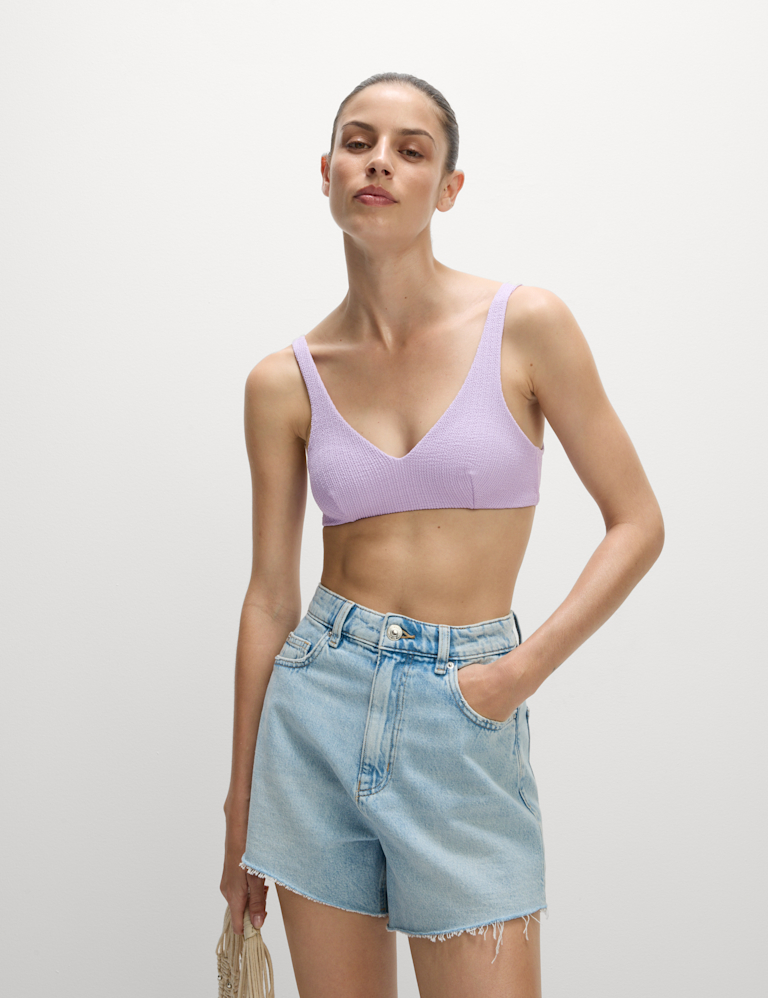 Textured Padded Plunge Bikini Top