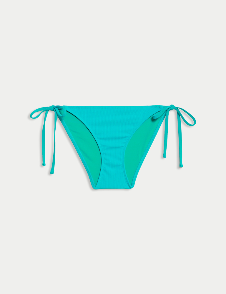 Textured Tie Side Bikini Bottoms