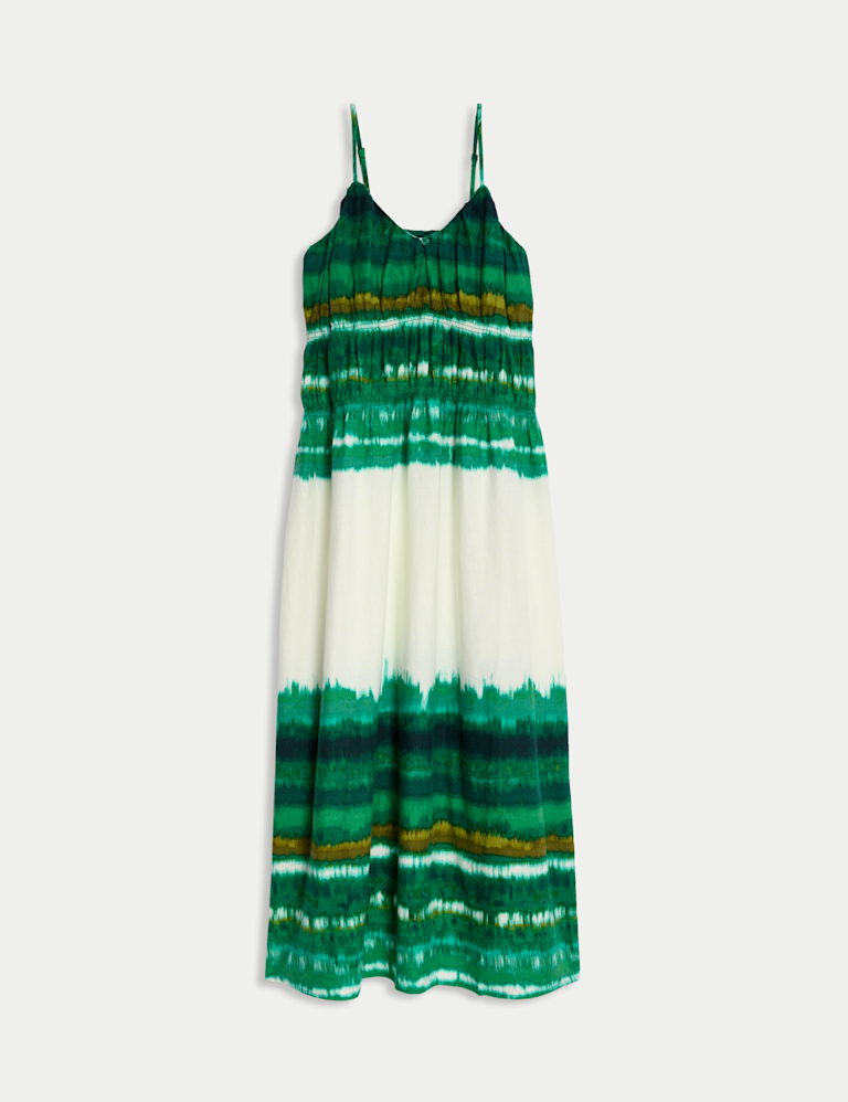 Linen Rich Strappy V Neck Swing Dress