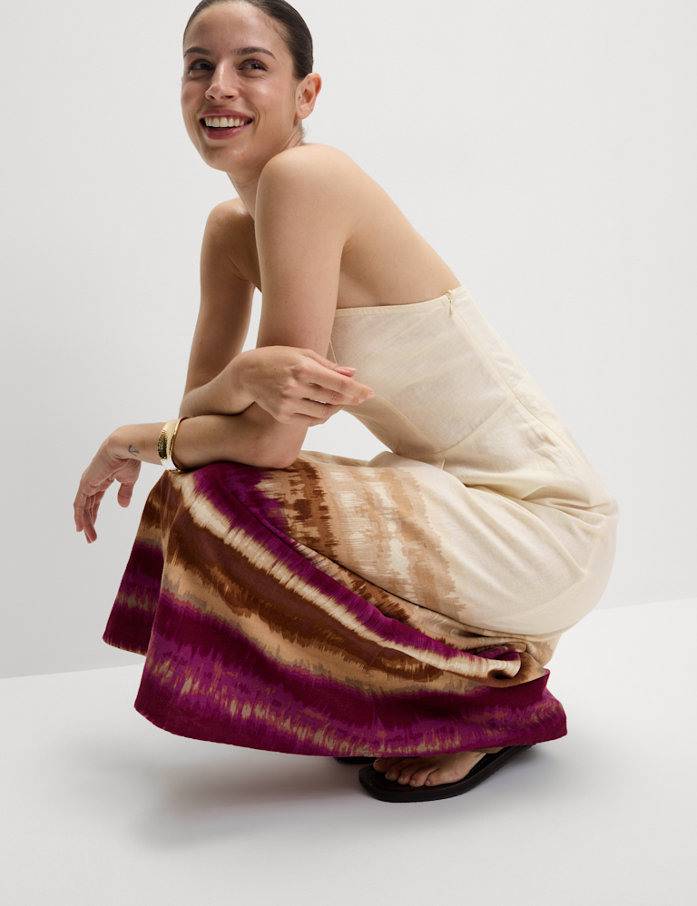 Linen Rich Bandeau Midaxi Dress