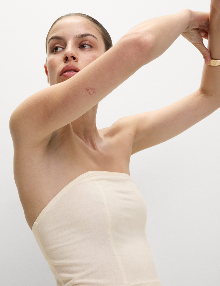 Linen Rich Bandeau Midaxi Dress