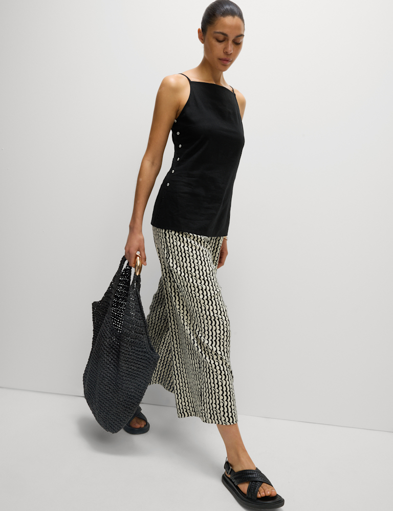 Linen Rich Button Through Cami Top