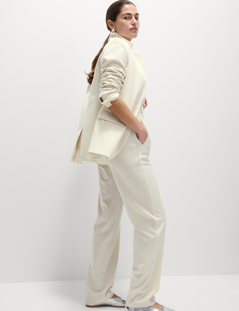 Woven Straight Leg Trousers with Stretch - Marks and Spencer