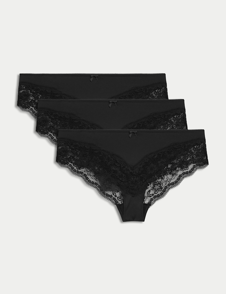 3pk Lace Trim Brazilian Knickers 3pk Lace Trim Brazilian Knickers