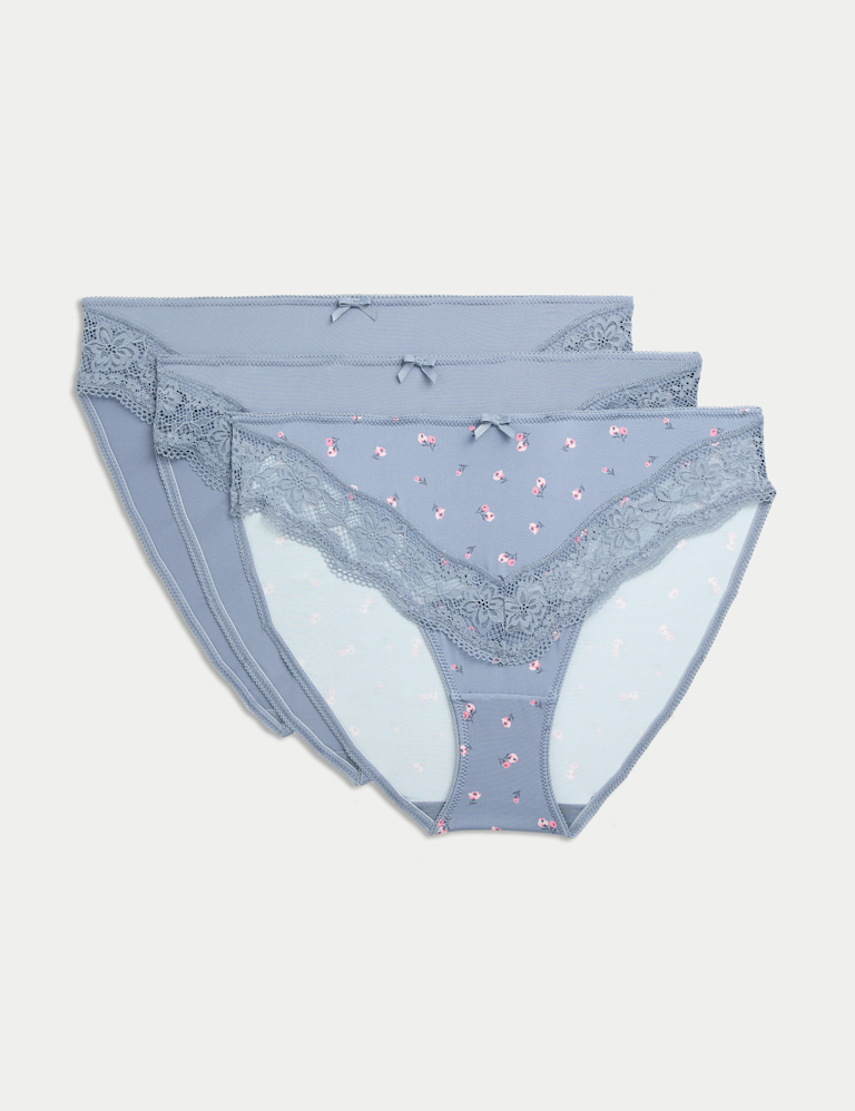 3pk Lace Trim High Leg Knickers