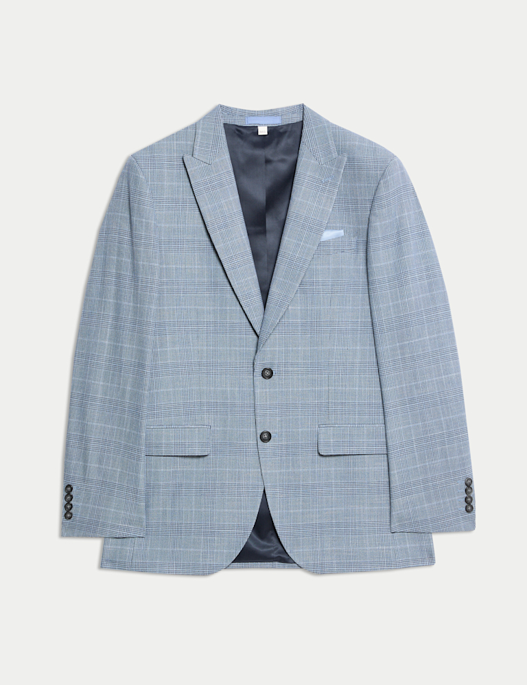 Regular Fit Linen Look Check Suit Jacket