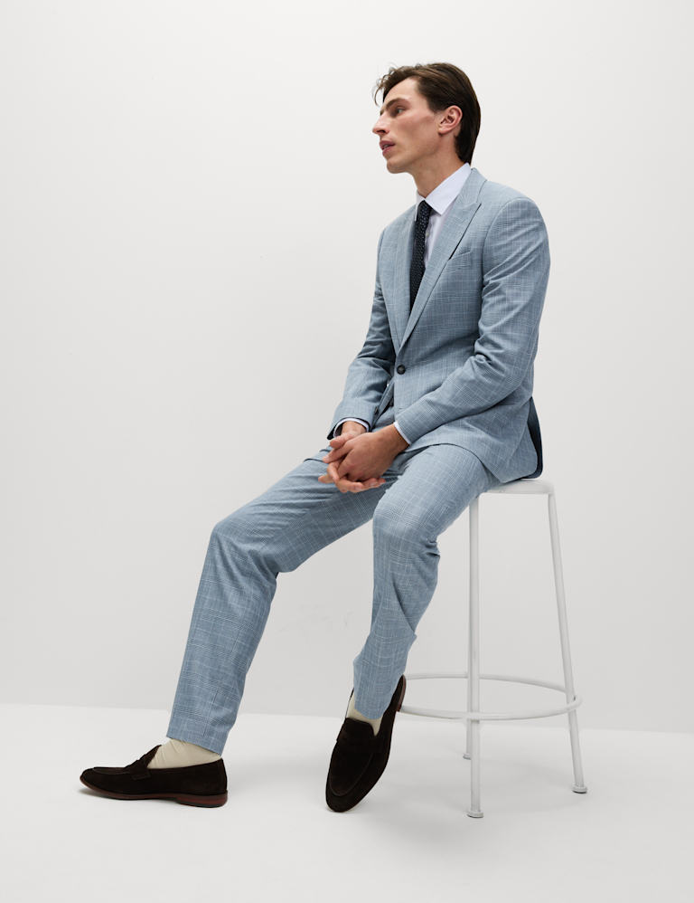 Regular Fit Check Suit Trousers