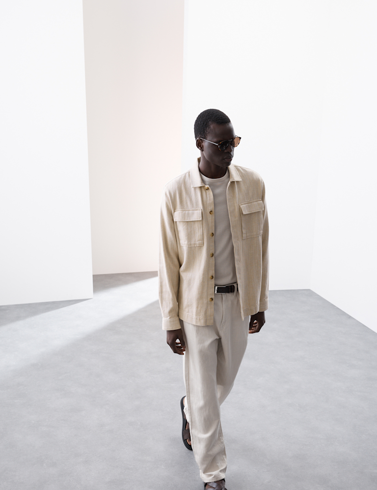 Cotton Linen Blend Overshirt