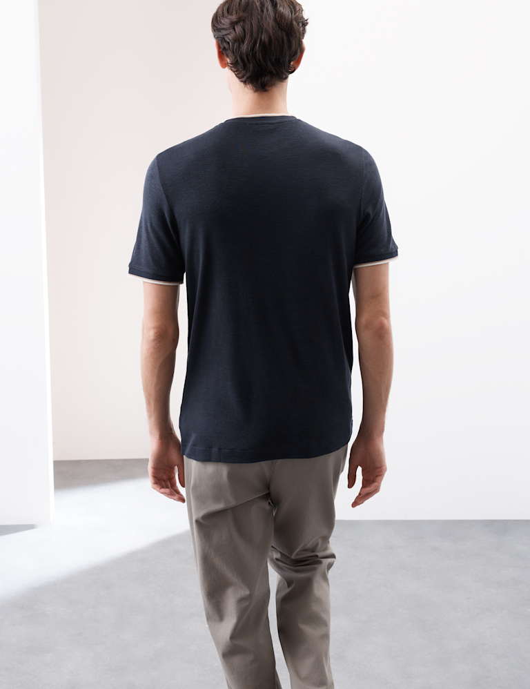 Linen Blend Crew Neck T-Shirt