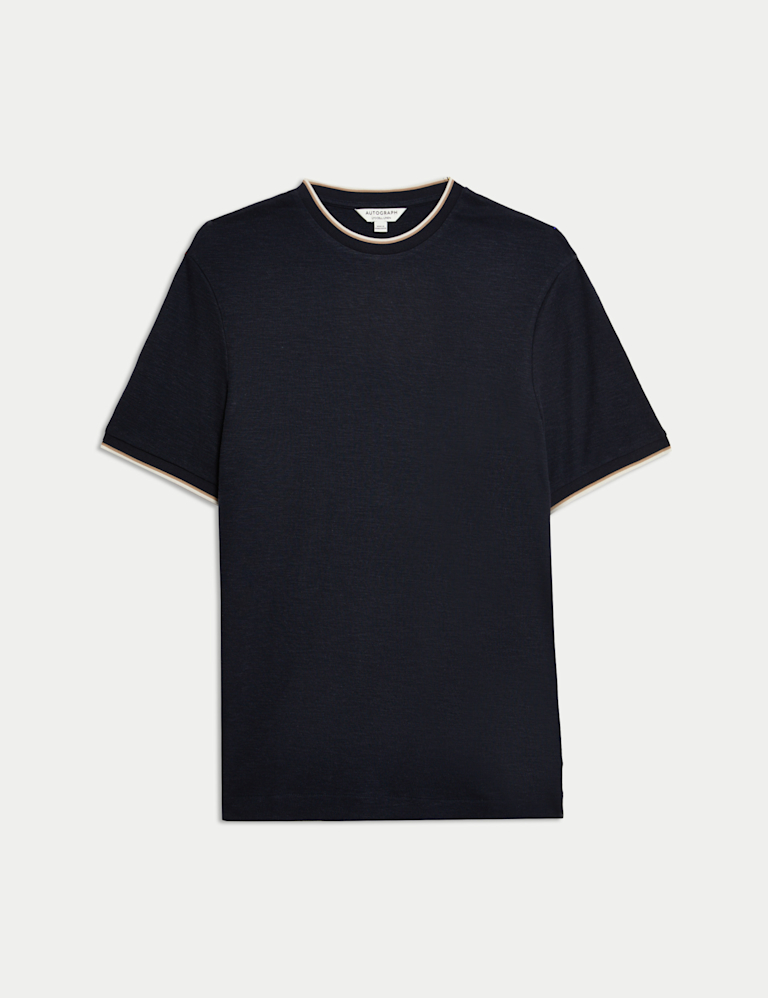 Linen Blend Crew Neck T-Shirt