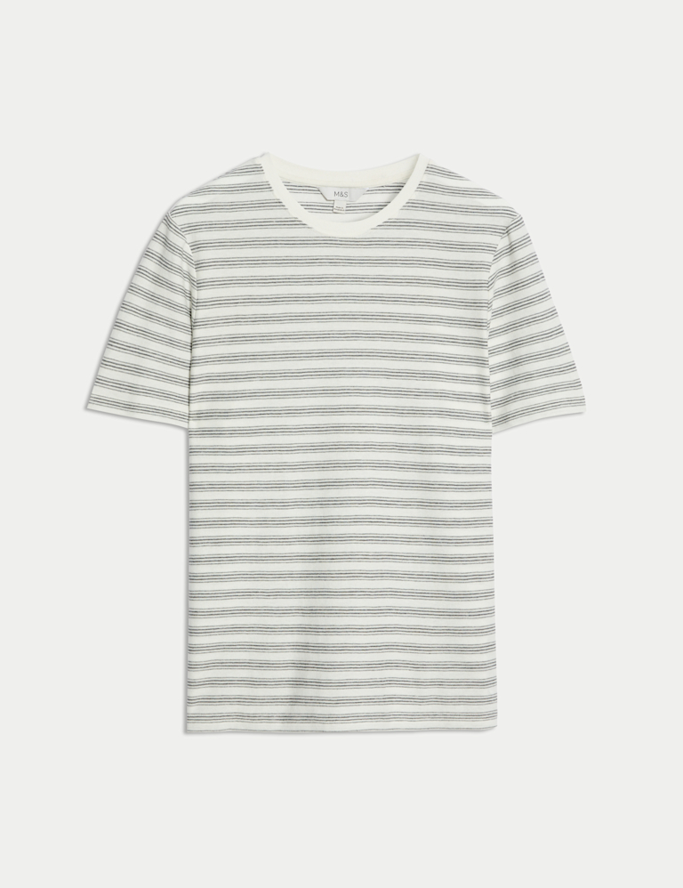 Cotton Linen Blend Striped T-Shirt