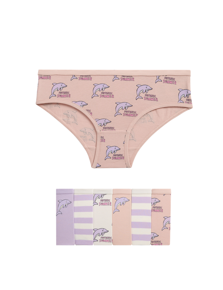 7pk Cotton with Stretch Dolphin Knickers (2-12 Yrs)