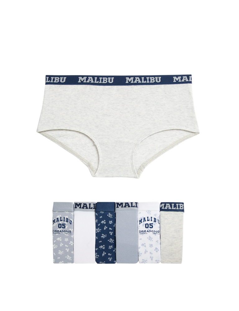 7pk Cotton Rich Malibu Shorts (5-16 Yrs)
