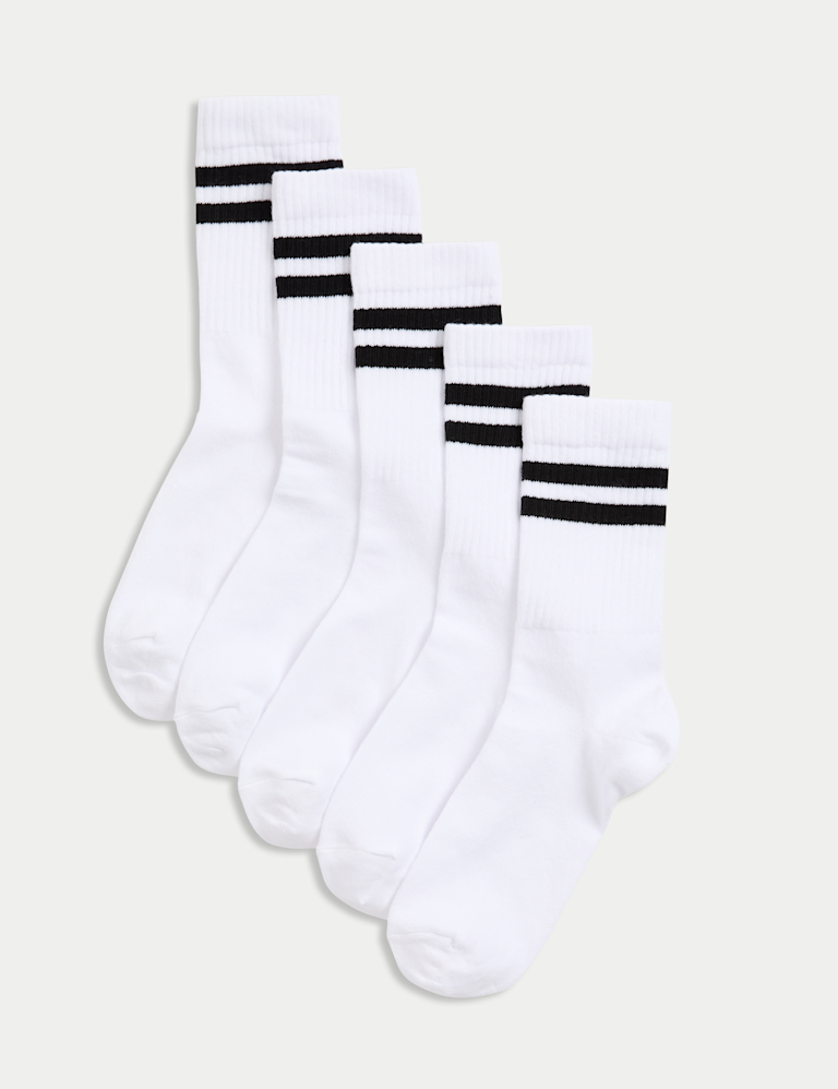 5pk Cotton Rich Striped Sports Socks (6 Small-7 Large)