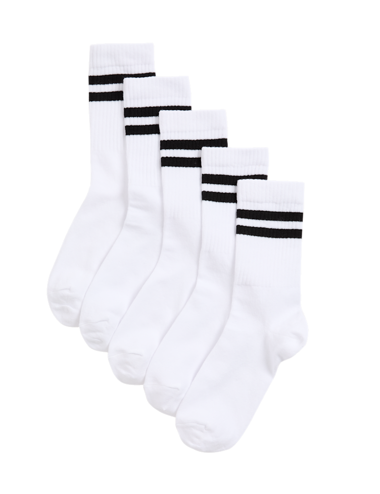 5pk Cotton Rich Striped Sports Socks (6 Small-7 Large)