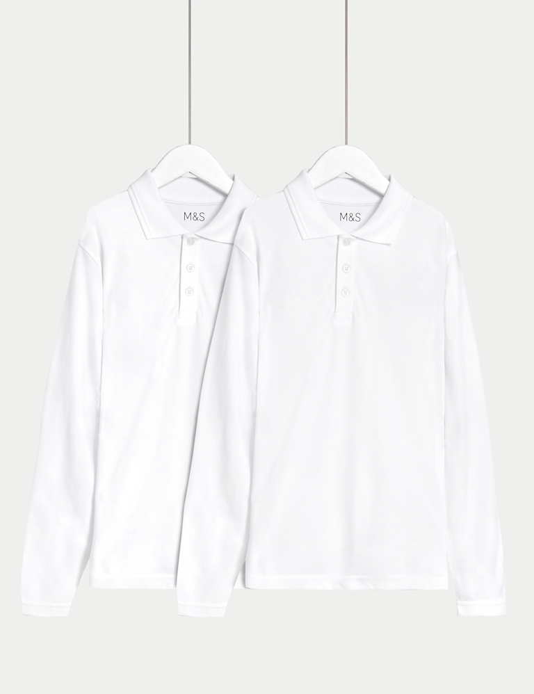 2pk Unisex Pure Cotton Stain Resist School Polo Shirts (2-18 Yrs)