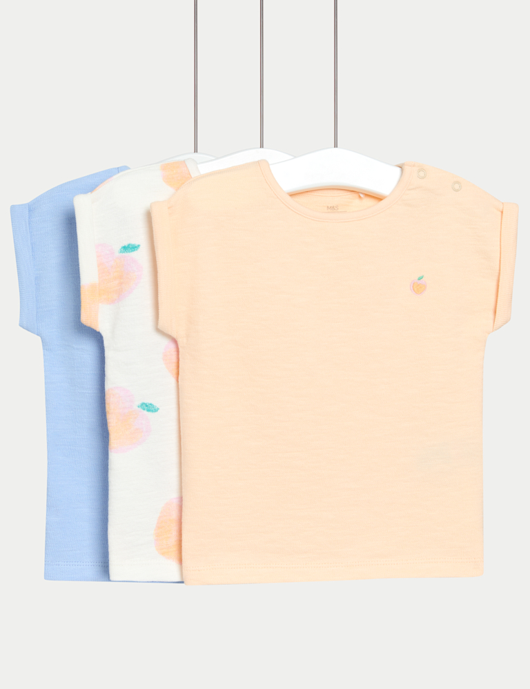 3pk Pure Cotton Peach T-Shirts (0-3 Yrs)