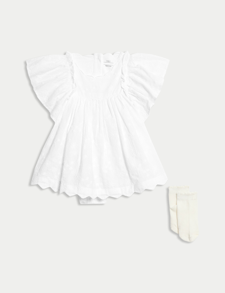 2pc Cotton Rich Broderie Dress Outfit (7lbs-1 Yrs)