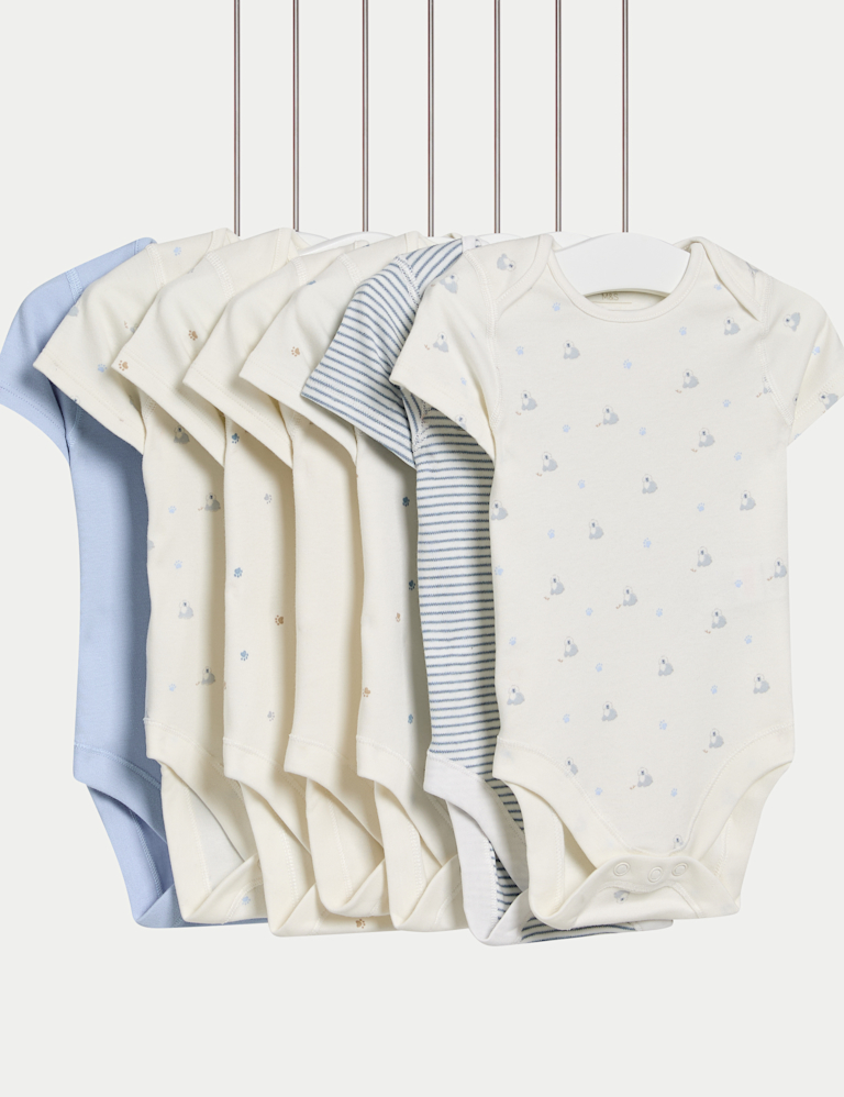 7pk Pure Cotton Dog Print Bodysuits (5lbs-3 Yrs) 7pk Pure Cotton Dog Print Bodysuits (5lbs-3 Yrs)