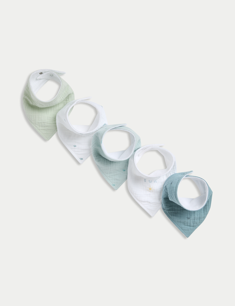 5pk Pure Cotton Whale Dribble Bibs