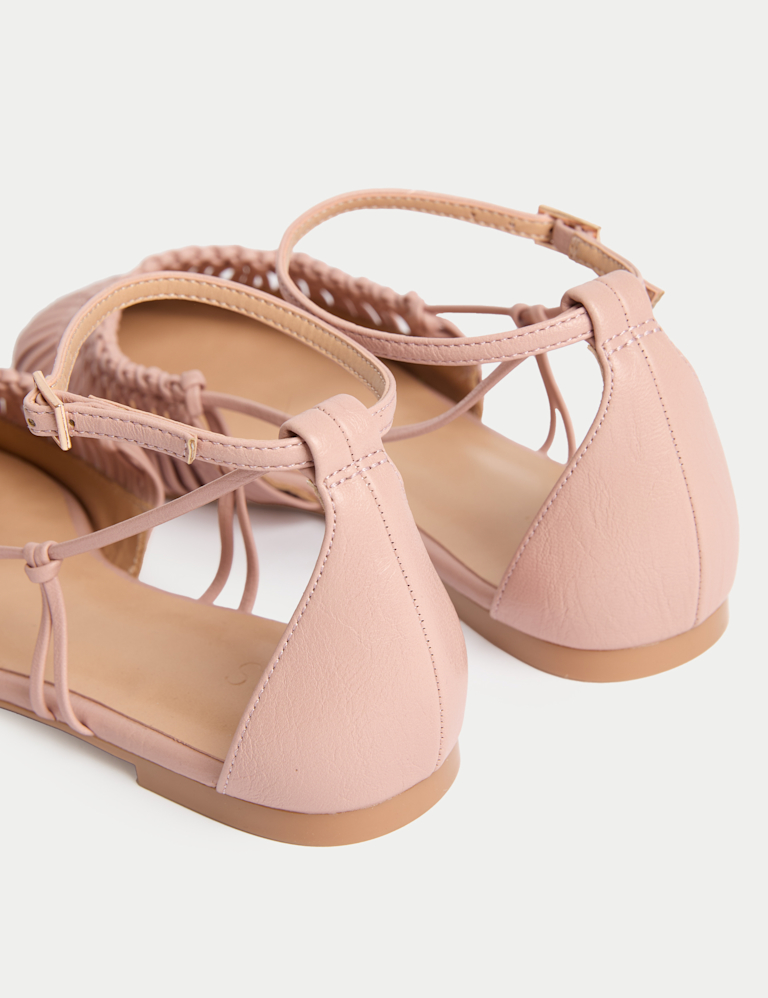 Woven Strappy Flat Ballet Pumps