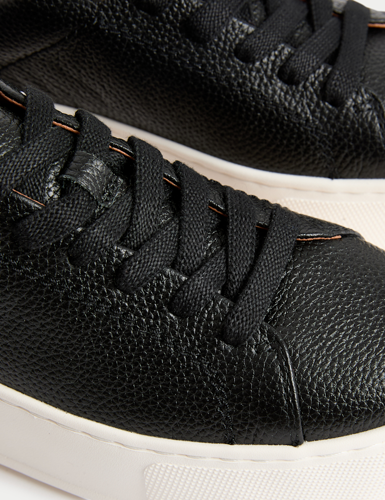 Leather Lace Up Platform Trainers with Freshfeet™