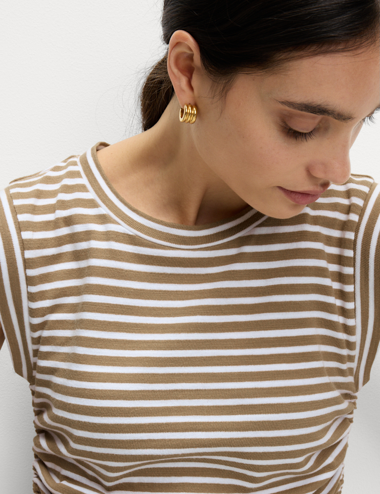 Pure Cotton Striped Drawstring Top