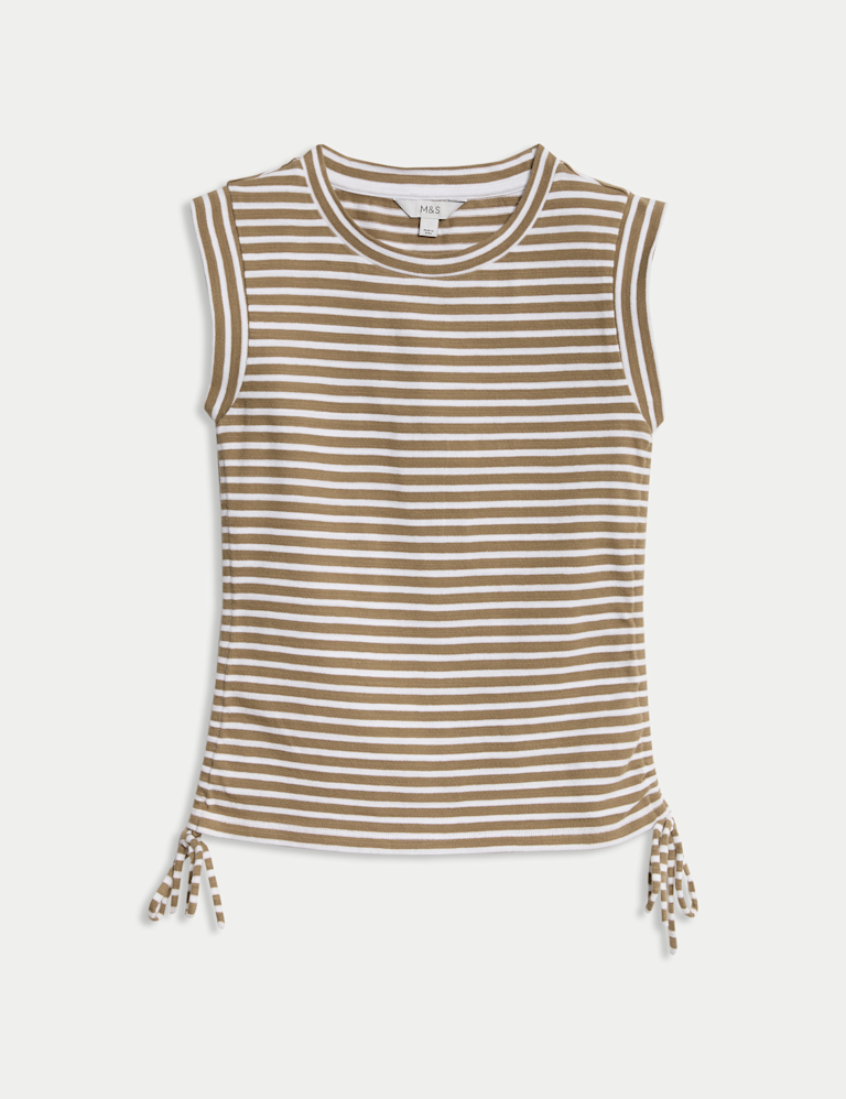 Pure Cotton Striped Drawstring Top